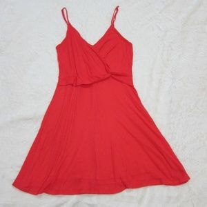 Red Dress with Knot Waist Detail
